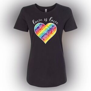 Love Is Love Rainbow Heart T-Shirt – Celebrate Pride with Style and Positivity